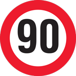 Maximumsnelheid 90 voor voertuig 1